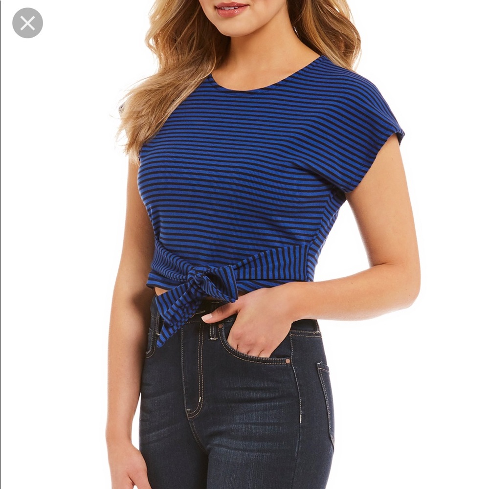 GB blue striped crop top